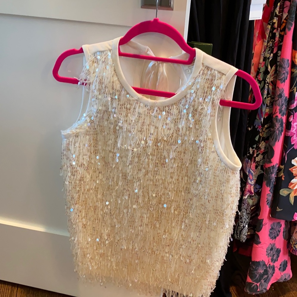 Kate Spade Cream Sequin Sleeveless Top